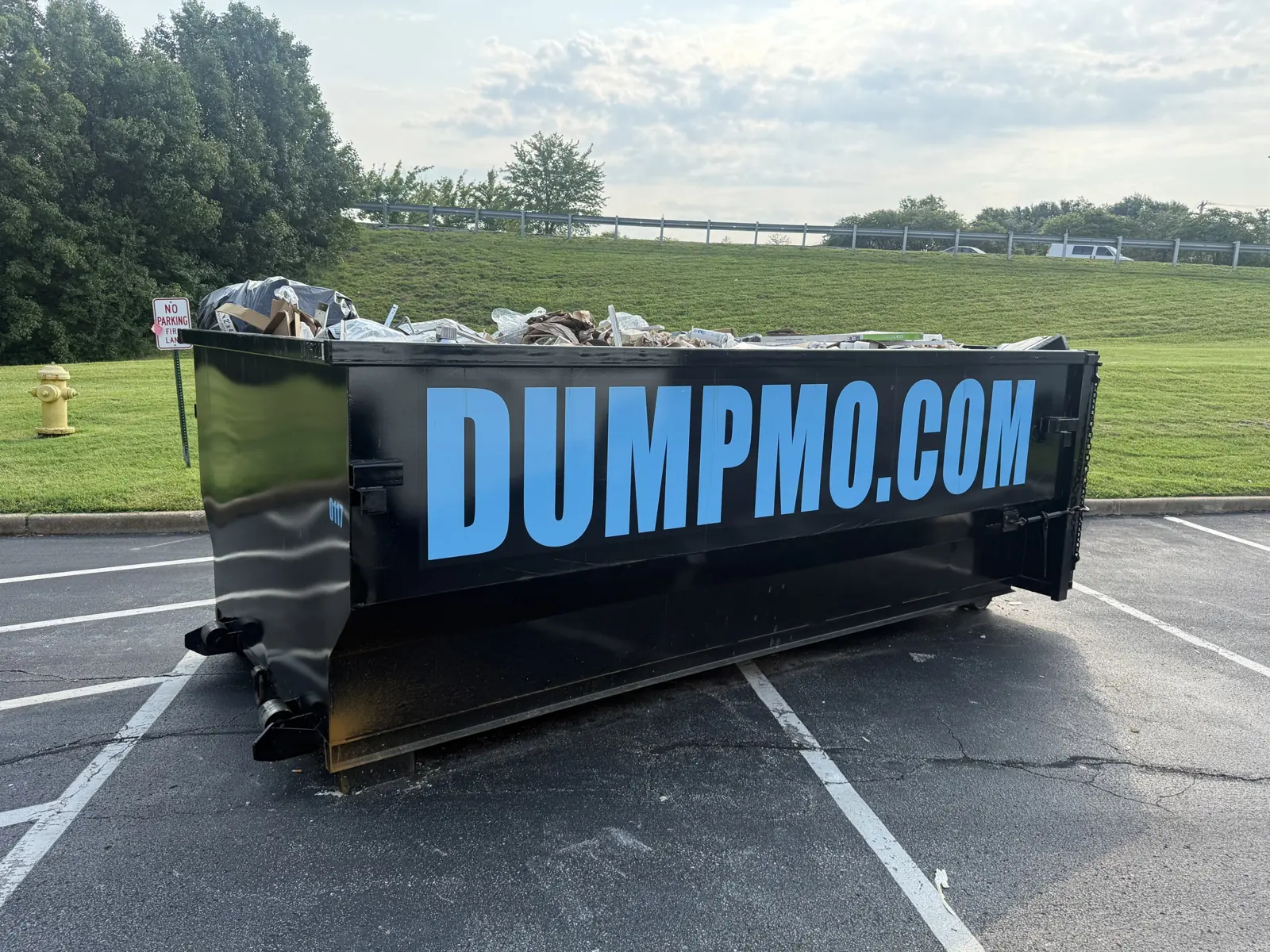 Dump Mo branded roll-off dumpster