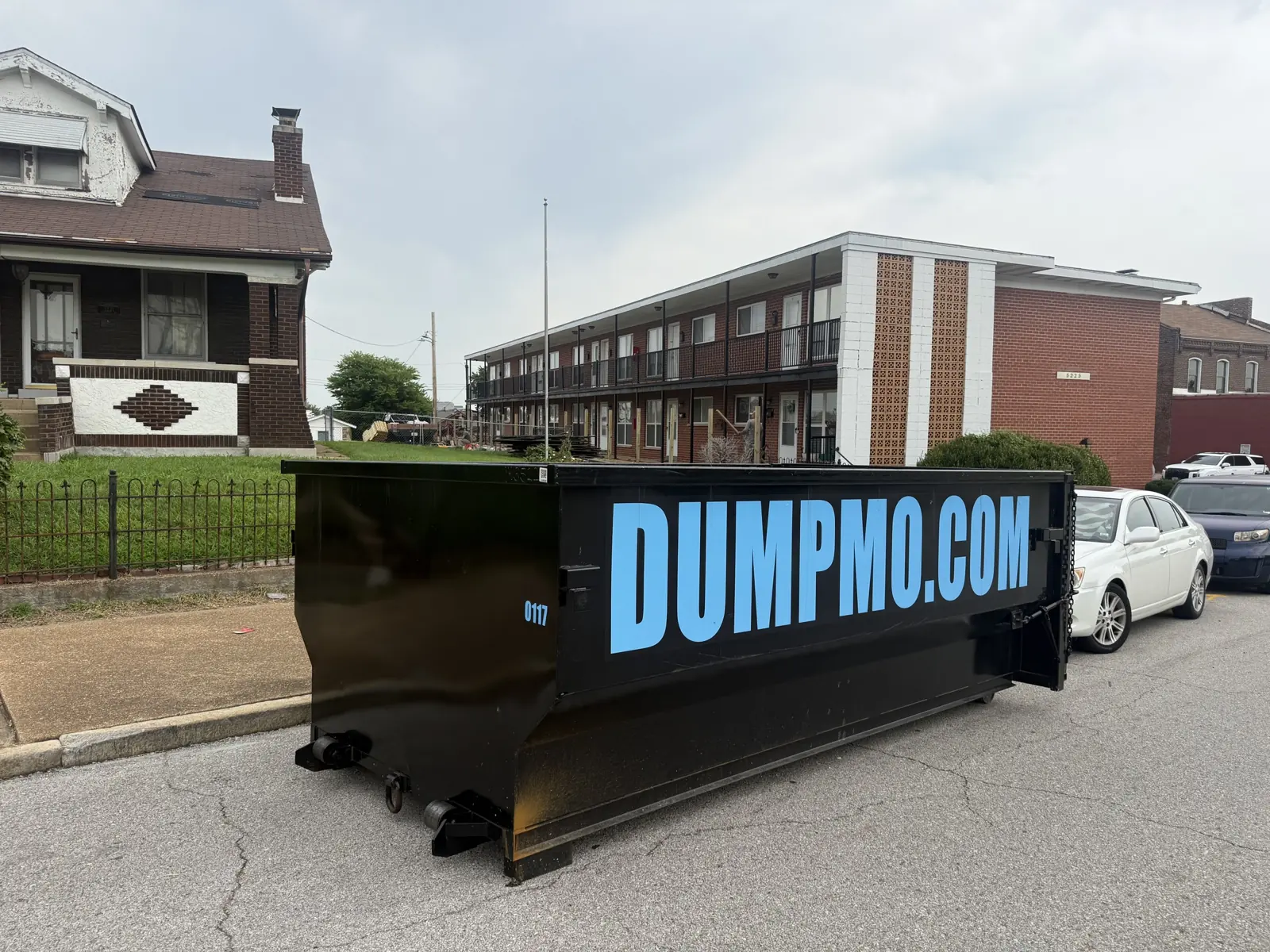 Dump Mo branded roll-off dumpster